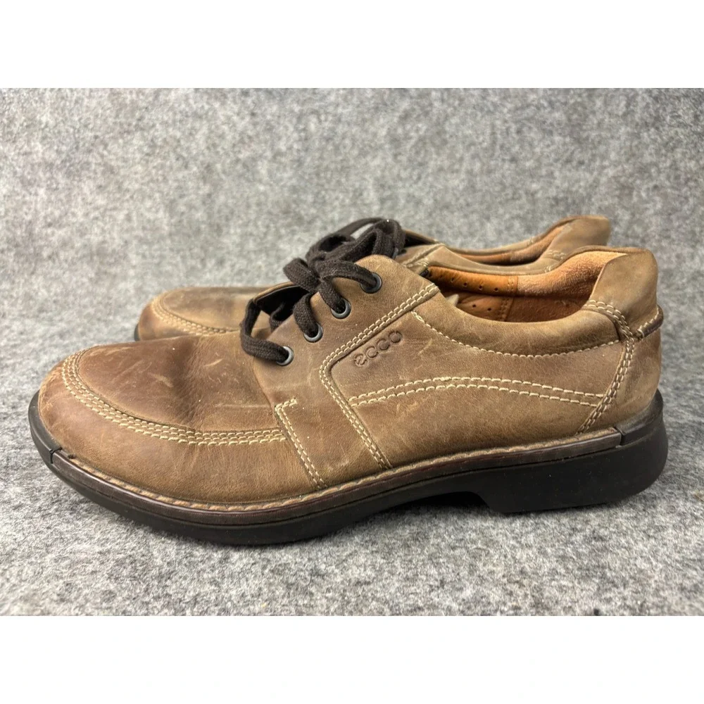ECCO Light Shock Point Shoes Mens 43 Brown Leather Lace Up Moc Toe Oxfords